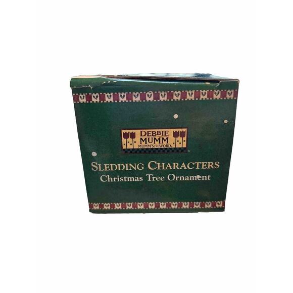 Debbie Mumm Santa Christmas Tree Ornament Ceramic sledding - Picture 4 of 5